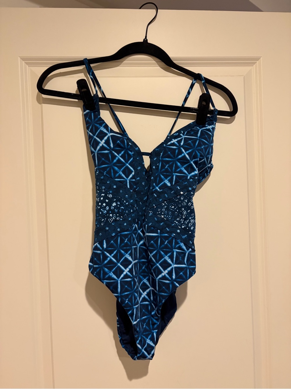 Lucky Brand Teal-Blue Geometric One-Piece Swimsuit women’s
